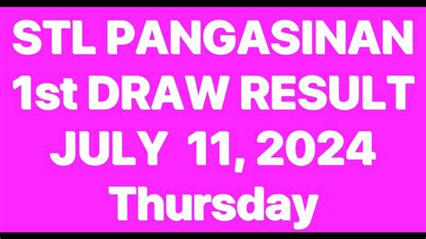 STL PANGASINAN RESULT TODAY 1st DRAW RESULT JULY .